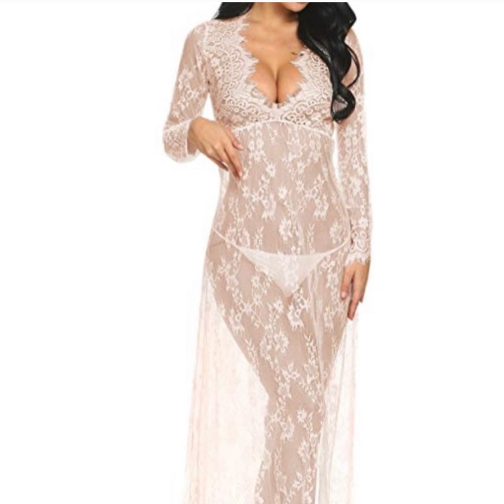 Sheer lace maternity dress
